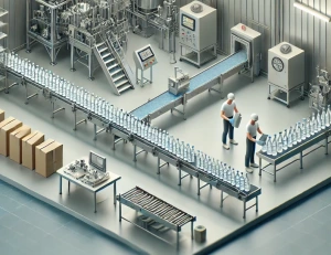 Рабочие мужчины в цех розлива напитков